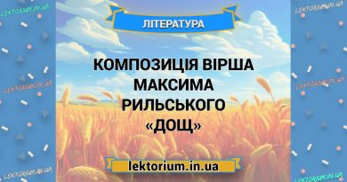 Композиція вірша Максима Рильського «Дощ»