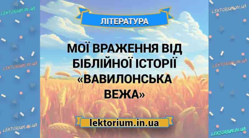 Мої враження від біблійної історії «Вавилонська вежа»
