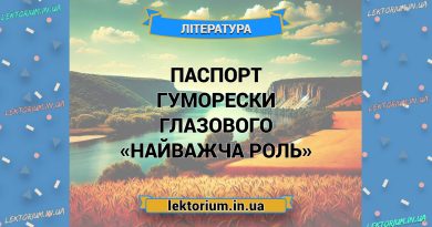 Паспорт гуморески Глазового «Найважча роль»