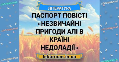 Паспорт повісті «Незвичайні пригоди Алі в Країні Недоладії»