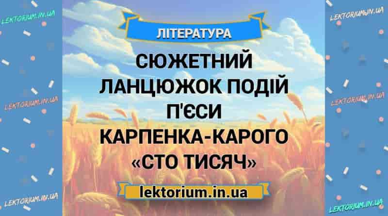 Сюжетний ланцюжок подій п'єси Карпенка-Карого «Сто тисяч»