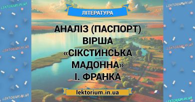 Аналіз (паспорт) вірша «Сікстинська Мадонна» І. Франка