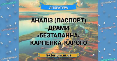 Аналіз (паспорт) драми «Безталанна» Карпенка-Карого