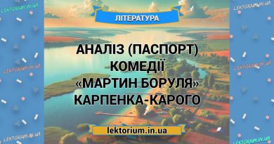 Аналіз (паспорт) комедії «Мартин Боруля» Карпенка-Карого