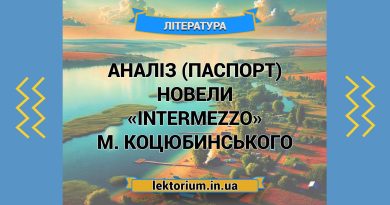 Аналіз (паспорт) новели «Intermezzo» М. Коцюбинського