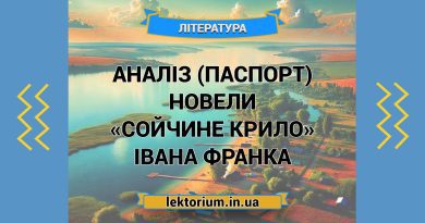 Аналіз (паспорт) новели «Сойчине крило» Івана Франка