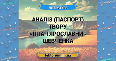 Аналіз (паспорт) твору «Плач Ярославни» Шевченка