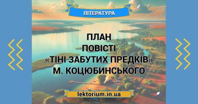 План повісті «Тіні забутих предків» М. Коцюбинського