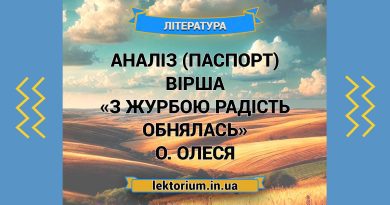 Аналіз (паспорт) вірша «З журбою радість обнялась» О. Олеся