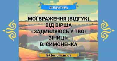Мої враження (відгук) від вірша «Задивляюсь у твої зіниці» В. Симоненка