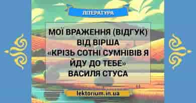 Мої враження (відгук) від вірша «Крізь сотні сумнівів я йду до тебе» Василя Стуса