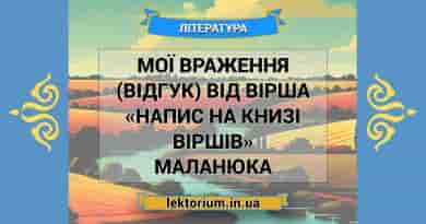 Мої враження (відгук) від вірша «Напис на книзі віршів» Маланюка