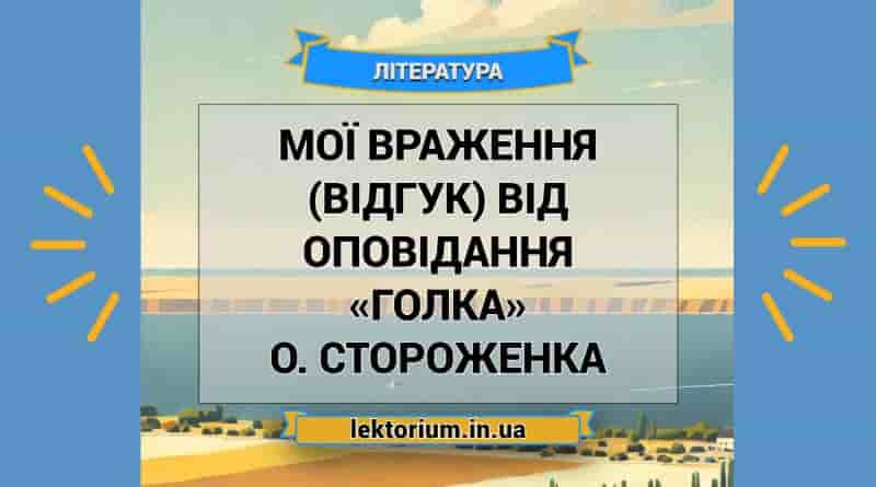 Мої враження (відгук) від оповідання «Голка» О. Стороженка