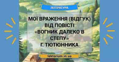 Мої враження (відгук) від повісті «Вогник далеко в степу» Г. Тютюнника