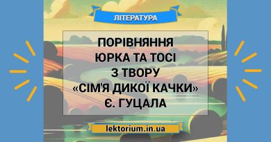 Порівняння Юрка та Тосі з твору «Сім'я дикої качки» Є. Гуцала