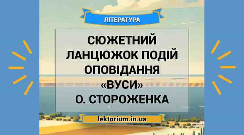 Сюжетний ланцюжок подій оповідання «Вуси» О. Стороженка