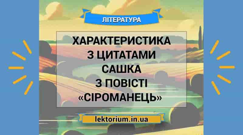 Характеристика з цитатами Сашка з повісті «Сіроманець» Вінграновського