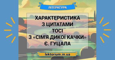 Характеристика з цитатами Тосі з «Сім'я дикої качки» Є. Гуцала