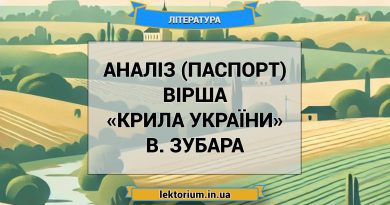 Аналіз (паспорт) вірша «Крила України» В. Зубара