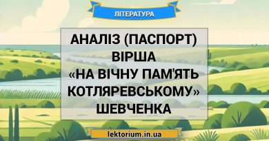 Аналіз (паспорт) вірша «На вічну пам'ять Котляревському» Шевченка