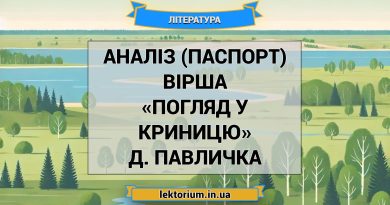 Аналіз (паспорт) вірша «Погляд у криницю» Д. Павличка