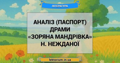 Аналіз (паспорт) драми «Зоряна мандрівка» Н. Нежданої