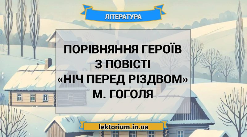 Порівняння героїв з повісті «Ніч перед Різдвом» М. Гоголя
