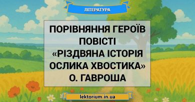 Порівняння героїв повісті «Різдвяна історія ослика Хвостика» О. Гавроша