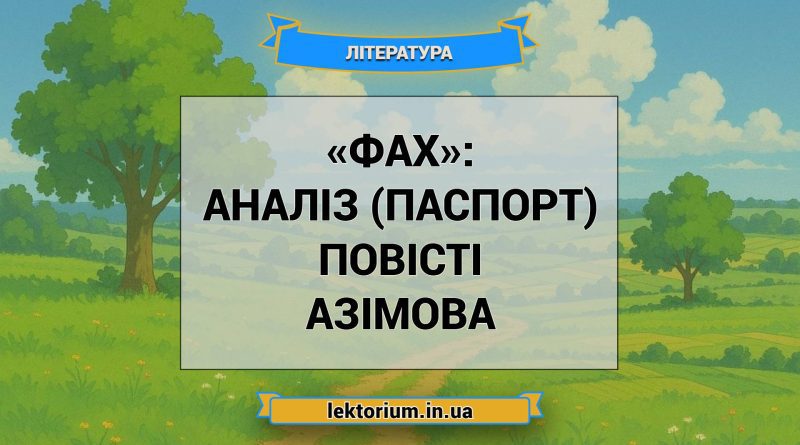 «Фах»_ АНАЛІЗ (ПАСПОРТ) повісті Азімова