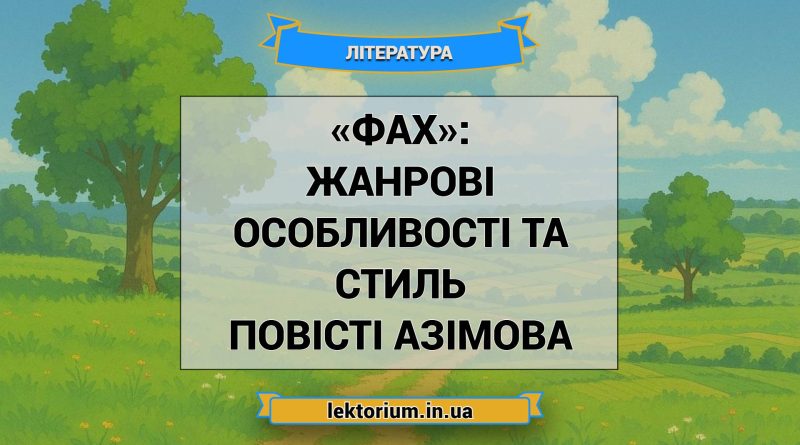 «Фах»_ ЖАНРОВІ ОСОБЛИВОСТІ ТА СТИЛЬ повісті Азімова
