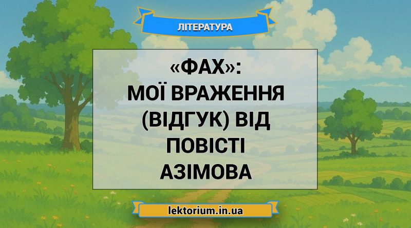 «Фах»_ МОЇ ВРАЖЕННЯ (ВІДГУК) від повісті Азімова