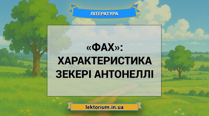 «Фах»_ ХАРАКТЕРИСТИКА ЗЕКЕРІ АНТОНЕЛЛІ