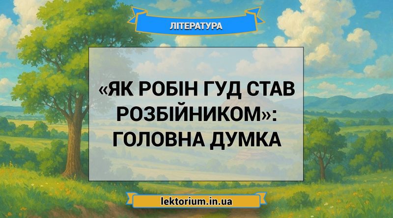 «Як Робін Гуд став розбійником»_ ГОЛОВНА ДУМКА