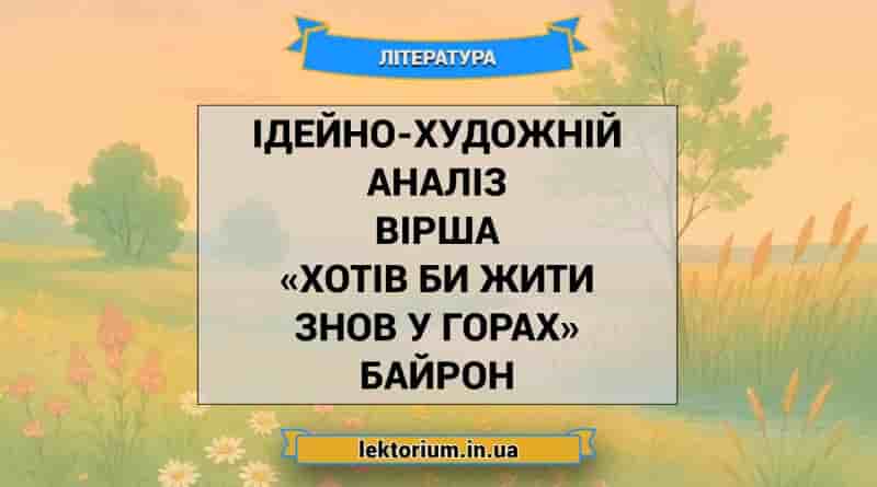 Ідейно-художній аналіз вірша «Хотів би жити знов у горах» Байрон