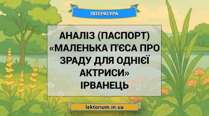 Аналіз (паспорт) «Маленька п'єса про зраду для однієї актриси» Ірванець