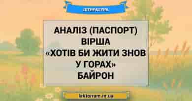 Аналіз (паспорт) вірша «Хотів би жити знов у горах» Байрон