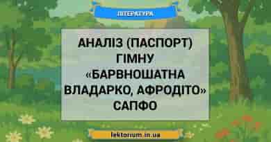 Аналіз (паспорт) гімну «Барвношатна владарко, Афродіто» Сапфо
