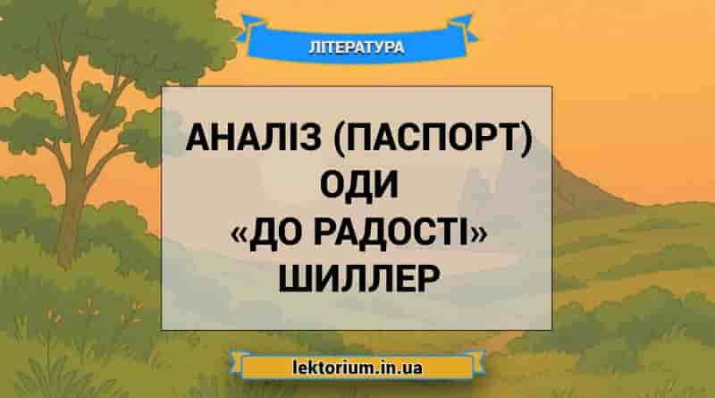 Аналіз (паспорт) оди «До радості» Шиллер