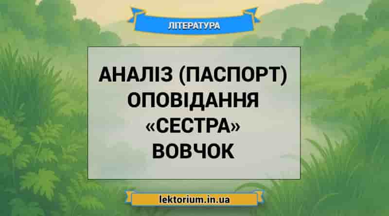 Аналіз (паспорт) оповідання «Сестра» Вовчок