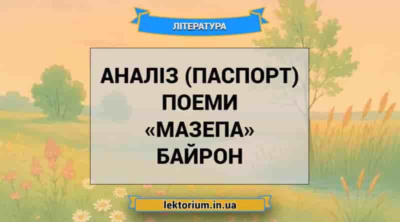 Аналіз (паспорт) поеми «Мазепа» Байрон