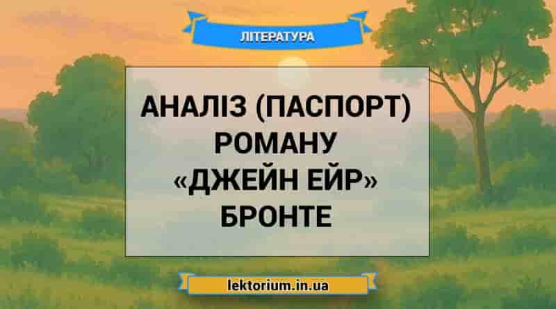 Аналіз (паспорт) роману «Джейн Ейр» Бронте