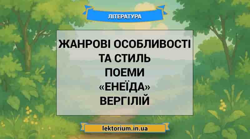Жанрові особливості та стиль поеми «Енеїда» Вергілій