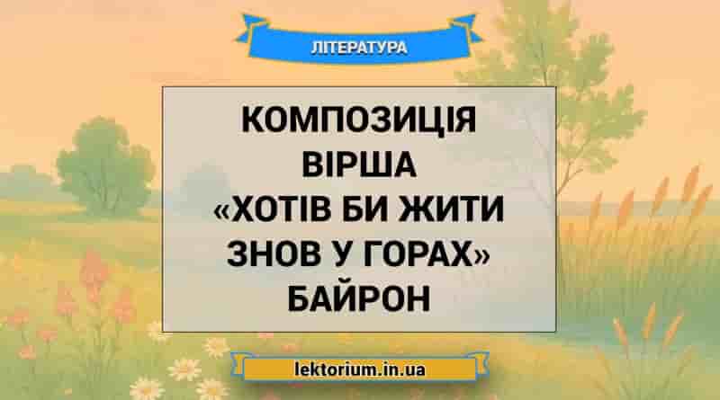 Композиція вірша «Хотів би жити знов у горах» Байрон