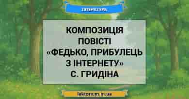 Композиція повісті «Федько, прибулець з інтернету» С. Гридіна