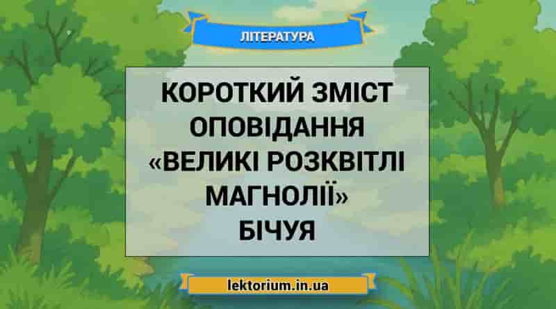 Короткий зміст оповідання «Великі розквітлі магнолії» Бічуя