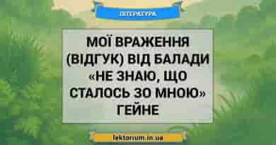 Мої враження (відгук) від балади «Не знаю, що сталось зо мною» Гейне