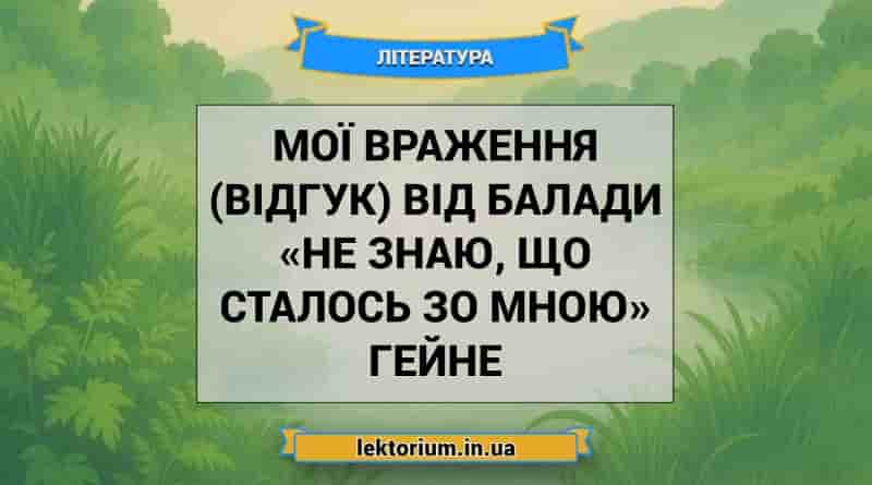 Мої враження (відгук) від балади «Не знаю, що сталось зо мною» Гейне