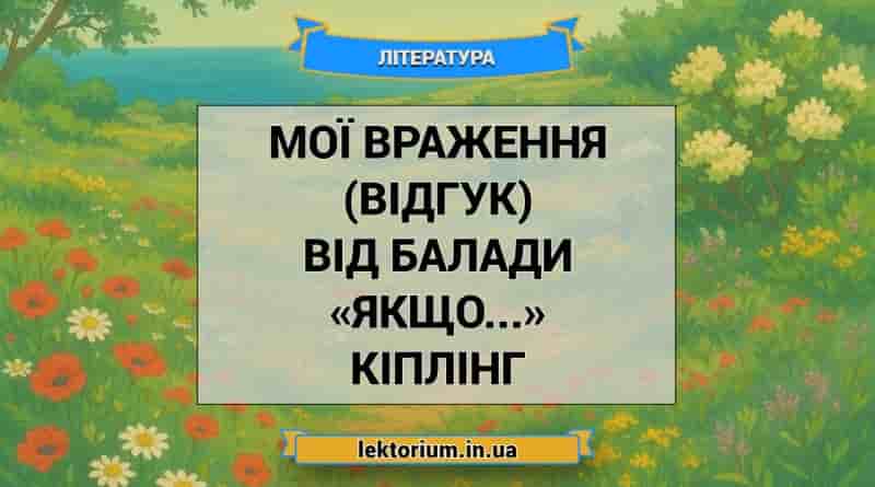 Мої враження (відгук) від балади «Якщо...» Кіплінг