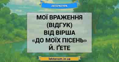 Мої враження (відгук) від вірша «До моїх пісень» Й. Ґете
