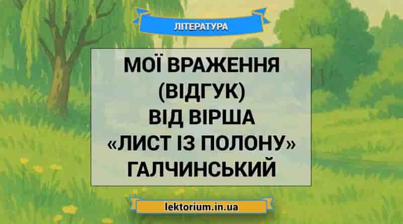 Мої враження (відгук) від вірша «Лист із полону» Галчинський